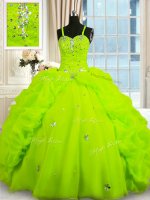 Sleeveless Beading and Pick Ups Lace Up Quinceanera Dress