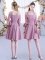 Pink Chiffon Zipper Court Dresses for Sweet 16 Half Sleeves Mini Length Ruching