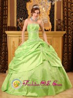 Vermillion South Dakota/SD Beaded Decorate Unique Spring Green A-line Quinceanera Dress