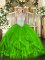 Ball Gowns Tulle Scoop Sleeveless Beading and Ruffles Floor Length Zipper Quinceanera Dresses
