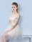 Off The Shoulder Short Sleeves Quinceanera Court of Honor Dress Asymmetrical Sequins and Bowknot Champagne Tulle