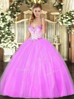 Glittering Lilac Ball Gowns Tulle Sweetheart Sleeveless Beading Floor Length Lace Up Quinceanera Dress(SKU SJQDDT1358002-3BIZ)