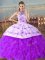 Custom Design Purple Ball Gowns Embroidery and Ruffles 15 Quinceanera Dress Lace Up Organza Sleeveless Floor Length
