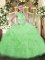 Decent Sleeveless Beading and Ruffles Lace Up Ball Gown Prom Dress with Apple Green