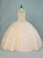 Clearance Sleeveless Beading and Ruffles Lace Up Quinceanera Dress