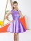 Perfect Lavender A-line Bateau Sleeveless Taffeta and Sequined Knee Length Backless Beading and Lace and Sequins Damas Dress