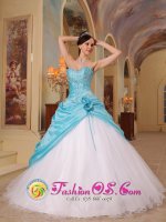 Sexy Sweetheart Princess Aqua Blue and White Quinceanera Dress For Sweet 16 In Farmville Virginia/VA