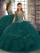 Enchanting Peacock Green Lace Up Sweet 16 Quinceanera Dress Beading and Ruffles Sleeveless Floor Length