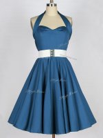 Taffeta Sleeveless Knee Length Vestidos de Damas and Belt