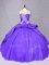 Purple Ball Gowns Sweetheart Sleeveless Tulle Court Train Lace Up Embroidery Sweet 16 Quinceanera Dress
