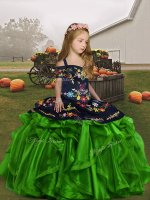 Lace Up Straps Embroidery and Ruffles Kids Formal Wear Organza Sleeveless(SKU PAG1285-4BIZ)