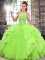 Organza Lace Up Halter Top Sleeveless Floor Length Vestidos de Quinceanera Beading and Ruffles