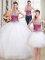 Three Piece White Ball Gowns Beading Sweet 16 Quinceanera Dress Lace Up Tulle Sleeveless Floor Length