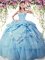 Baby Blue Organza and Taffeta Lace Up Sweetheart Sleeveless Floor Length 15th Birthday Dress Beading and Pick Ups
