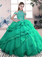 Artistic Floor Length Ball Gowns Sleeveless Turquoise Sweet 16 Dresses Lace Up