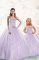 Custom Fit Lavender Lace Up Quinceanera Dress Beading Sleeveless Floor Length