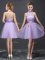 Organza Halter Top Sleeveless Lace Up Lace and Belt Dama Dress for Quinceanera in Lavender