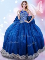 Lovely Halter Top Taffeta Sleeveless Floor Length Military Ball Gown and Beading and Bowknot