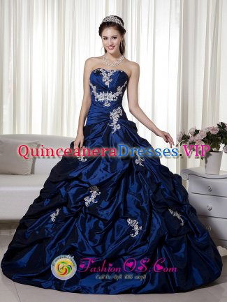 Lockhart TX Remarkable A-line Navy Blue Quinceanera Dress With Appliques and Pick-ups Sweetheart