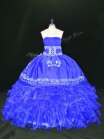 Organza Sleeveless Floor Length Vestidos de Quinceanera and Embroidery and Ruffles