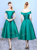 Spectacular Dark Green Sleeveless Appliques Tea Length Dama Dress(SKU BMT0321BIZ)