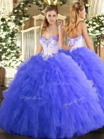 Sweetheart Sleeveless Lace Up Quinceanera Gowns Blue Tulle(SKU SJQDDT1354002BIZ)
