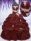 Sleeveless Taffeta Floor Length Lace Up Ball Gown Prom Dress in Burgundy with Appliques and Pick Ups