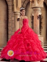 Sun City Perfect Ruched Sweetheart strapless Bodice and Beaded Decorate Bust For Quinceaners Dress With Ruffles Layered in Surfside Beach South Carolina S/C