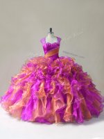 Multi-color Straps Zipper Beading and Ruffles Sweet 16 Dress Sleeveless