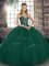 Peacock Green Tulle Lace Up Quince Ball Gowns Sleeveless Floor Length Beading