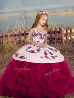 Dramatic Fuchsia Sleeveless Lace Up Little Girls Pageant Dress for Party and Sweet 16 and Wedding Party(SKU PAG1278-4BIZ)