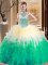 Comfortable Halter Top Multi-color Lace Up 15th Birthday Dress Beading and Ruffles Sleeveless Floor Length