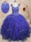 Dazzling Cap Sleeves Beading and Ruffles and Sequins Lace Up 15th Birthday Dress