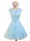 Light Blue Quinceanera Dama Dress Prom and Party and Wedding Party with Belt Scoop Sleeveless Lace Up