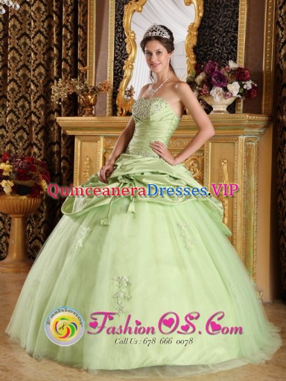 Luxurious Yellow Green Tulle and Taffeta For Strapless Quinceanera Dress With Beading Ball Gown in Decatur Alabama/AL - Click Image to Close