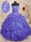 Elegant Purple Ball Gowns Organza Strapless Sleeveless Beading and Ruffles and Ruching Floor Length Lace Up 15th Birthday Dress