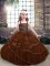 Fashionable Floor Length Ball Gowns Sleeveless Brown Little Girl Pageant Gowns Lace Up