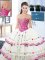 Cheap White Ball Gowns Sweetheart Sleeveless Organza and Taffeta Floor Length Lace Up Embroidery and Ruffled Layers Quinceanera Gown