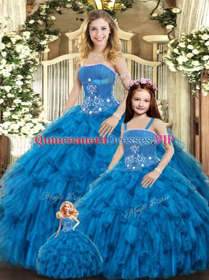 High Quality Sleeveless Beading and Ruffles Lace Up Vestidos de Quinceanera - Click Image to Close