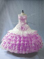 Lilac Sweetheart Lace Up Embroidery and Ruffled Layers Sweet 16 Dresses Sleeveless(SKU PSSW1125-4BIZ)