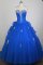 Mexican Elegant Ball Gown Sweetheart Neck Floor-length Blue Quinceanera Dress LZ426005