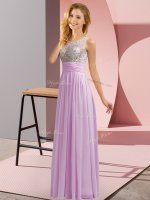 New Style Lavender Sleeveless Chiffon Side Zipper Quinceanera Dama Dress for Wedding Party