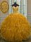 Sleeveless Organza Floor Length Lace Up 15th Birthday Dress in Orange with Beading and Ruffles
