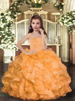 Trendy Organza Sleeveless Floor Length Pageant Dress Toddler and Ruffles