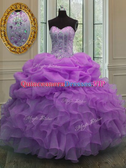 Sleeveless Lace Up Floor Length Beading and Pick Ups Sweet 16 Dresses - Click Image to Close
