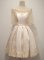 Glamorous Knee Length A-line Half Sleeves Champagne Damas Dress Zipper