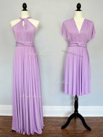 Custom Made Lilac Halter Top Lace Up Ruching Vestidos de Damas Sleeveless(SKU SWBD183BIZ)