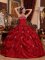 Customize Pick-ups and Appliques Wine Red Strapless Taffeta Quinceanera Dress In Bettendorf Iowa/IA