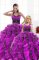 Amazing Organza Sleeveless Floor Length Quinceanera Gowns and Beading and Appliques and Ruffles