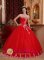 Strapless Tulle Lace Appliques Inspired Red Quinceanera Dress In Coconut Creek FL